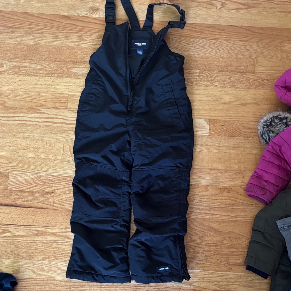 Land’s end Black Overalls snow pants size 6